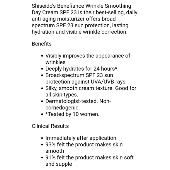 NWT Shiseido Wrinkle Smoothing Day Cream SPF 23 - Picture 3 of 5